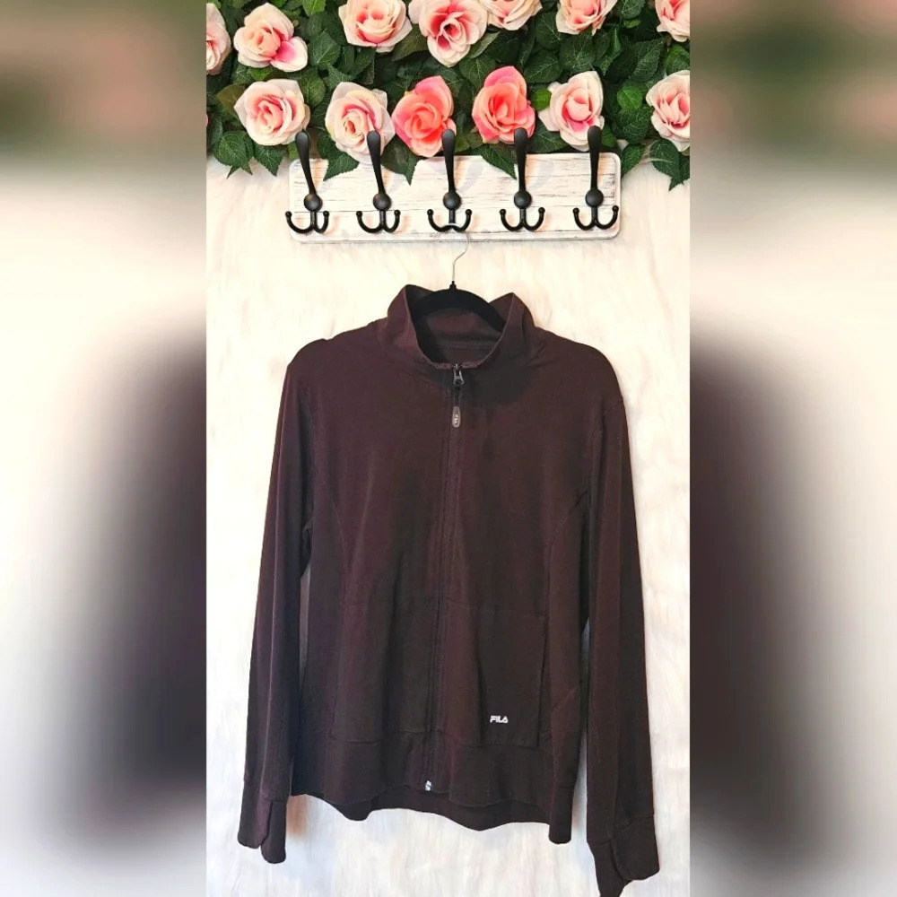 Fila F:2 Jersey Knit Deep Brown Zip-Up Sweater